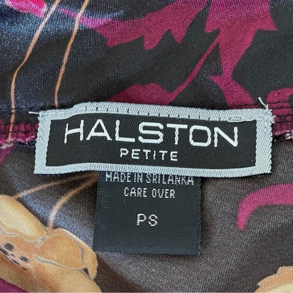 Halston Petite Floral Slip Dress PS Satin Midi Sleeveless Vintage Style - Picture 9 of 11